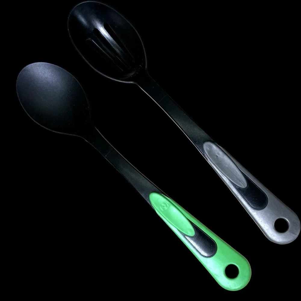 Tailor Made Serving Spoon and Slotted Spoon USA - Green and Gray - Lot of 2